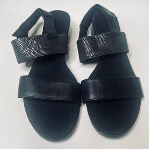 Munro Black Textured Strap Sandals